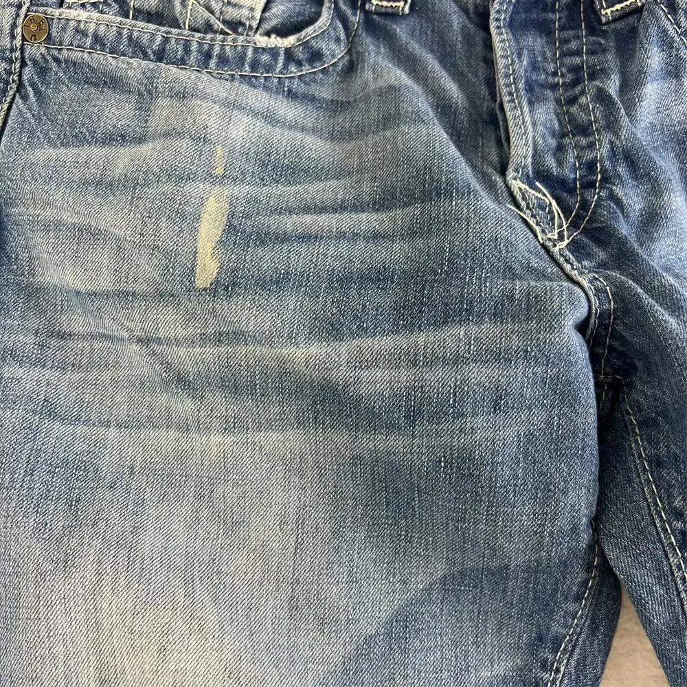 True Religion Jeans Men's Size 31 Geno Super T Straight Ombre Frayed Button Fly